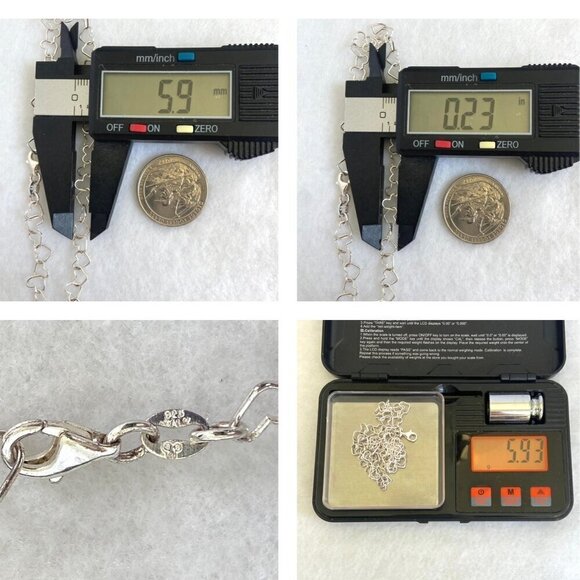 Sterling Silver 925 IBB Dainty 6MM Open Heart Link Chain Necklace 17.5" - Picture 10 of 16